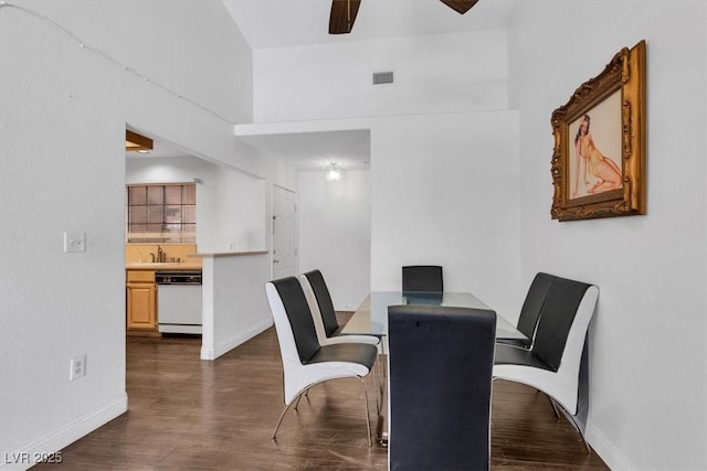 2851 S Valley View Blvd Unit 1120, Las Vegas, NV 89102 - dining area with a ceiling fan and dark wood-style flooring