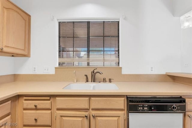 2851 S Valley View Blvd Unit 1120, Las Vegas, NV 89102 - kitchen featuring white dishwasher, light brown cabinets, and light countertops