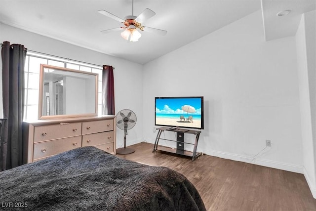 2851 S Valley View Blvd Unit 1120, Las Vegas, NV 89102 - bedroom with wood finished floors, vaulted ceiling, and ceiling fan