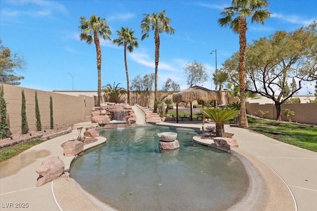 8970 Lansberry Ct, Las Vegas, NV 89147 - view of swimming pool featuring a fenced backyard, a gazebo, and a water slide