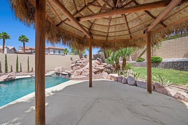 8970 Lansberry Ct, Las Vegas, NV 89147 - view of pool with a gazebo, a fenced backyard, and a patio area