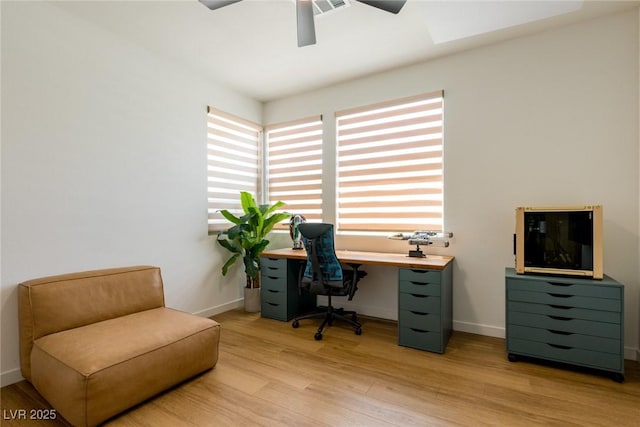 6927 Desert Finch St, North Las Vegas, NV 89084 - home office featuring ceiling fan and light wood-type flooring