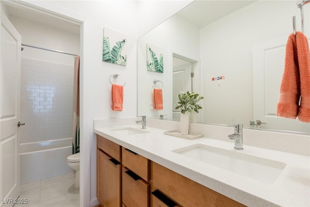 6927 Desert Finch St, North Las Vegas, NV 89084 - full bath with double vanity and shower / bath combination with curtain