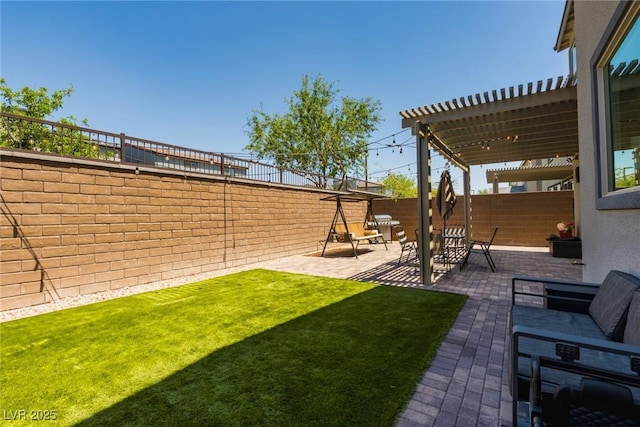 6927 Desert Finch St, North Las Vegas, NV 89084 - fenced backyard with a patio area and a pergola