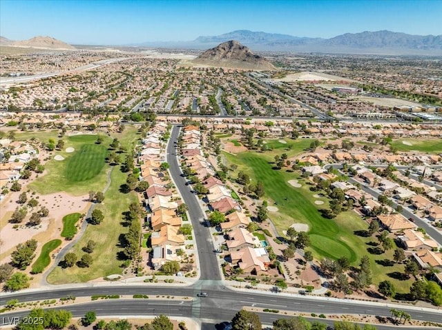 10413 Marymont Pl, Las Vegas, NV 89134 - aerial overview of property's location featuring mountains, a golf course, and nearby suburban area