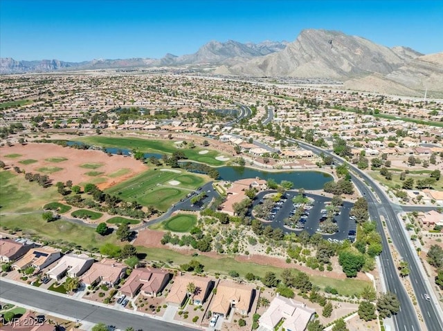 10413 Marymont Pl, Las Vegas, NV 89134 - aerial overview of property's location with a water and mountain view and nearby suburban area