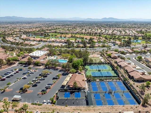10413 Marymont Pl, Las Vegas, NV 89134 - aerial view of residential area with a water and mountain view