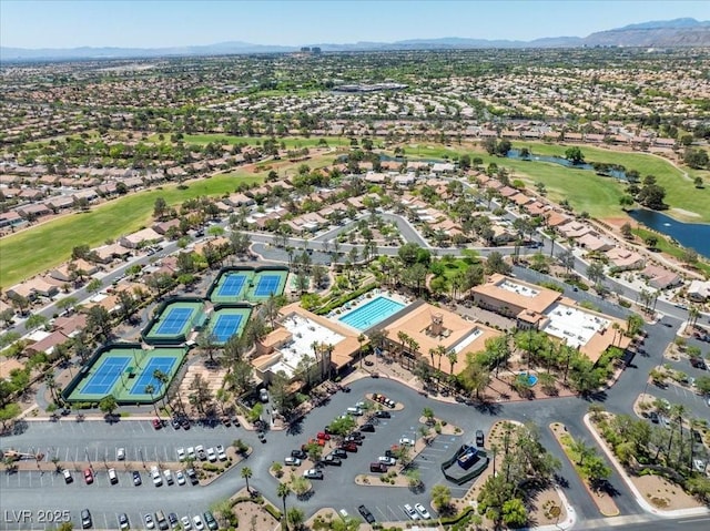 10413 Marymont Pl, Las Vegas, NV 89134 - aerial view of property and surrounding area with a local golf course and a water and mountain view