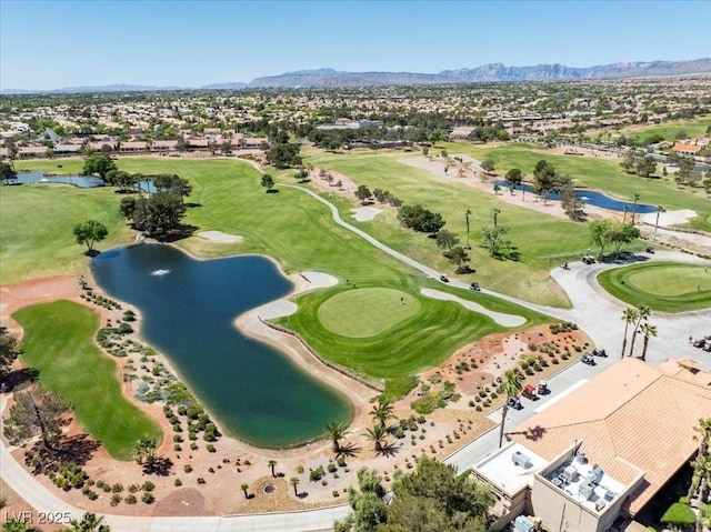 10413 Marymont Pl, Las Vegas, NV 89134 - aerial perspective of suburban area with a water and mountain view and a golf club