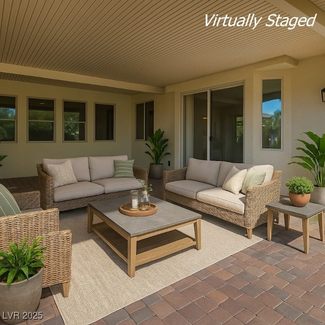 8604 Amber Autumn St, Las Vegas, NV 89131 - view of patio featuring an outdoor living space