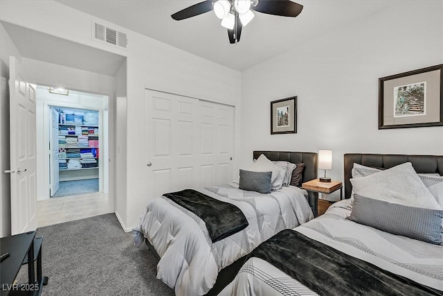 10640 Amber Ridge Dr Unit 101, Las Vegas, NV 89144 - bedroom with a closet, carpet, and a ceiling fan