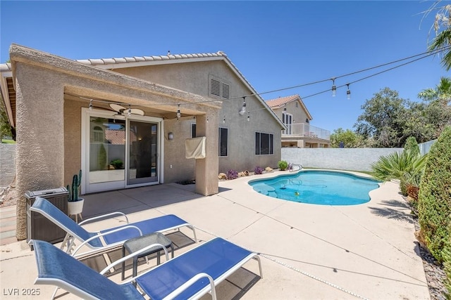 12 Golden View St, Henderson, NV 89012 - view of pool with a patio area, a fenced backyard, and ceiling fan