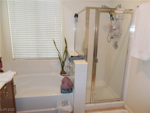 11832 Arenoso Dr, Las Vegas, NV 89138 - full bath featuring a bath, a stall shower, and vanity
