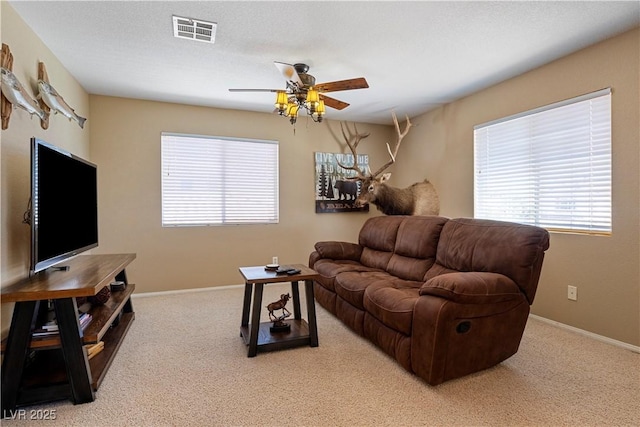 2366 Brockton Way, Henderson, NV 89074 - carpeted living area with ceiling fan and plenty of natural light