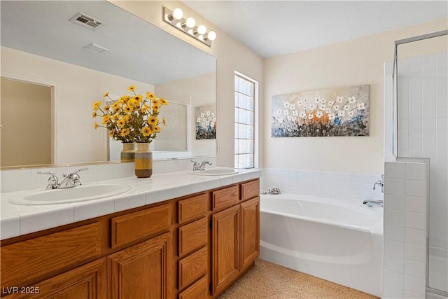 2366 Brockton Way, Henderson, NV 89074 - full bathroom featuring a bath, double vanity, and a shower