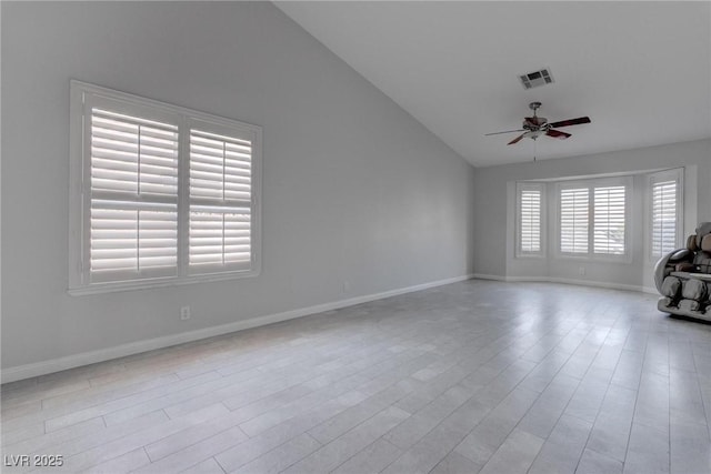 1516 Frandosa Ln, Las Vegas, NV 89117 - unfurnished living room with lofted ceiling, a ceiling fan, and wood finished floors