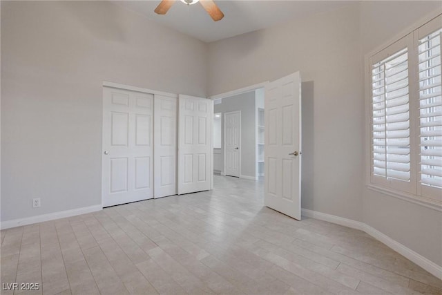 1516 Frandosa Ln, Las Vegas, NV 89117 - unfurnished bedroom featuring light wood-style flooring, a closet, and a ceiling fan