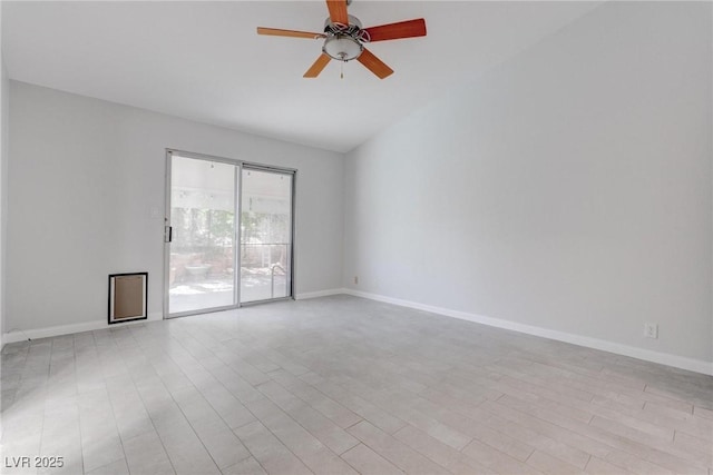 1516 Frandosa Ln, Las Vegas, NV 89117 - empty room featuring ceiling fan, vaulted ceiling, and light wood finished floors