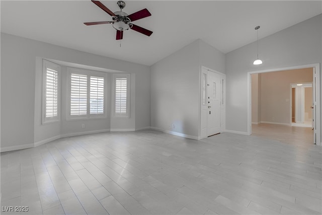 1516 Frandosa Ln, Las Vegas, NV 89117 - unfurnished living room featuring ceiling fan and high vaulted ceiling