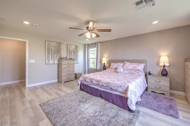9785 W Meranto Ave, Las Vegas, NV 89178 - bedroom featuring wood finished floors, a ceiling fan, and recessed lighting