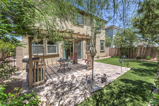 9785 W Meranto Ave, Las Vegas, NV 89178 - fenced backyard featuring a pergola, a patio area, and area for grilling