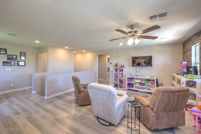 9785 W Meranto Ave, Las Vegas, NV 89178 - living area featuring recessed lighting, ceiling fan, and light wood-style floors