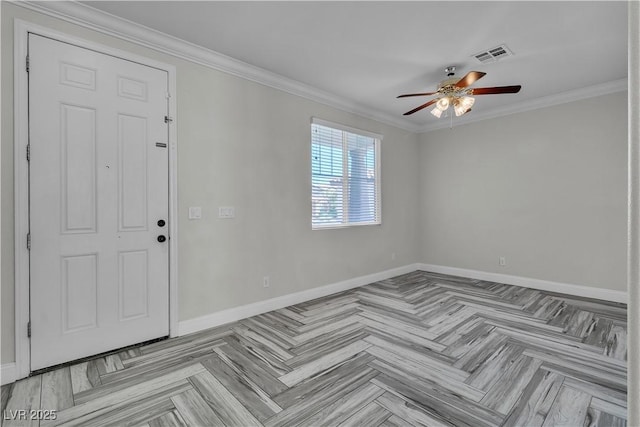 5425 Pride Mountain St, North Las Vegas, NV 89031 - entryway with ceiling fan and ornamental molding