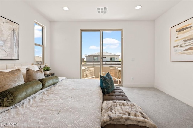 11756 Emerald Lake Ave, Las Vegas, NV 89138 - carpeted bedroom with access to outside, multiple windows, and recessed lighting