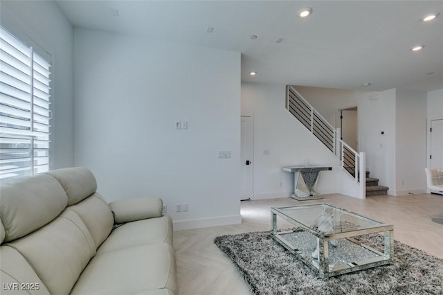 9844 Kings Glen St, Las Vegas, NV 89141 - living room with stairs and recessed lighting