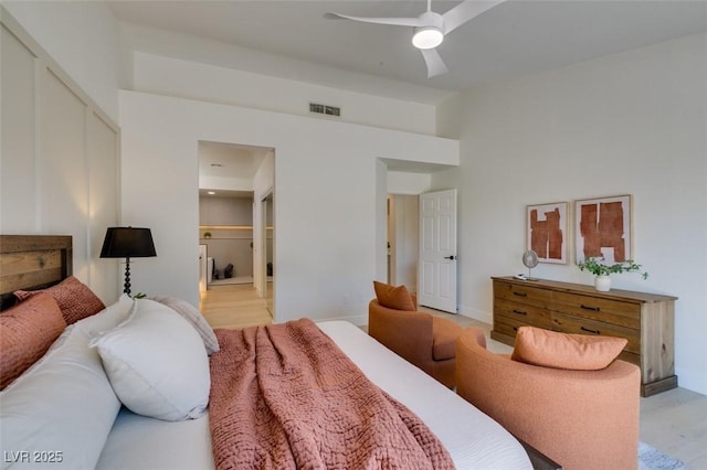 9520 Sundial Dr, Las Vegas, NV 89134 - bedroom featuring light wood-style floors, a ceiling fan, and a closet
