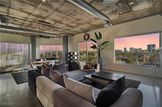900 Las Vegas Blvd Unit 912, Las Vegas, NV 89101 - living area with concrete floors and a skyline view