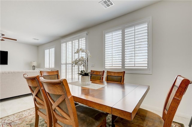 3949 Amanda Bay Ave, North Las Vegas, NV 89081 - dining room with ceiling fan and light tile patterned floors