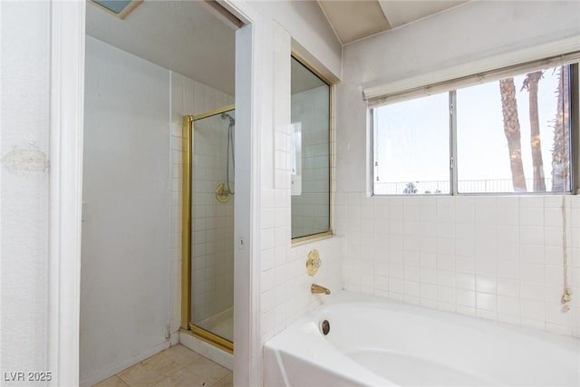 426 Lost Trail Dr, Henderson, NV 89014 - full bath with a bath, a shower stall, and tile patterned flooring