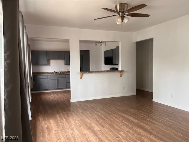 49 Fourth, Mcgill, NV 89318 - unfurnished living room with ceiling fan and dark wood-style flooring