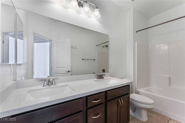 9850 Poplar Point Ave, Las Vegas, NV 89178 - full bath with double vanity, shower / bathtub combination, and tile patterned flooring