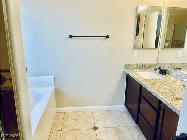 6043 Cape Clairmont Ct, North Las Vegas, NV 89031 - full bathroom featuring a bath, double vanity, and tile patterned flooring