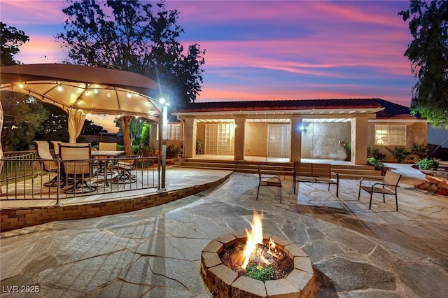 9180 Mohawk St, Las Vegas, NV 89139 - view of patio / terrace featuring a fire pit and a gazebo