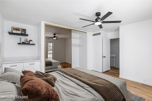 572 Tam O Shanter, Las Vegas, NV 89109 - bedroom with light wood-type flooring, ceiling fan, and a closet