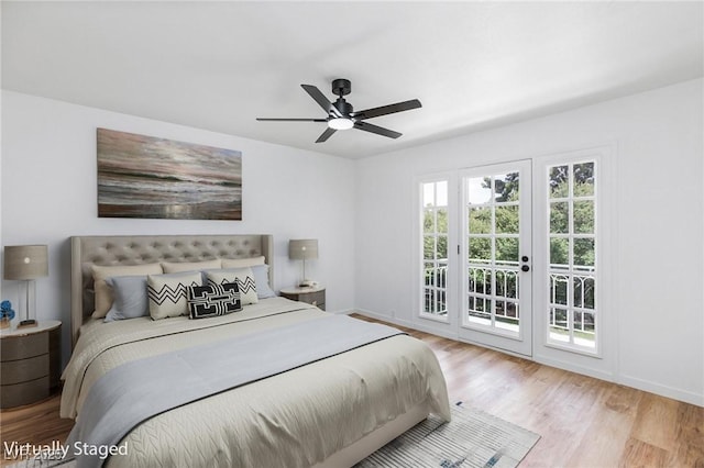 572 Tam O Shanter, Las Vegas, NV 89109 - bedroom with access to exterior, wood finished floors, and a ceiling fan