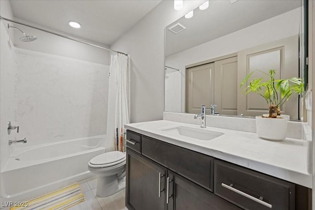 6618 Tangled Vines Ave, Las Vegas, NV 89139 - bathroom with vanity, shower / bath combo with shower curtain, and tile patterned flooring