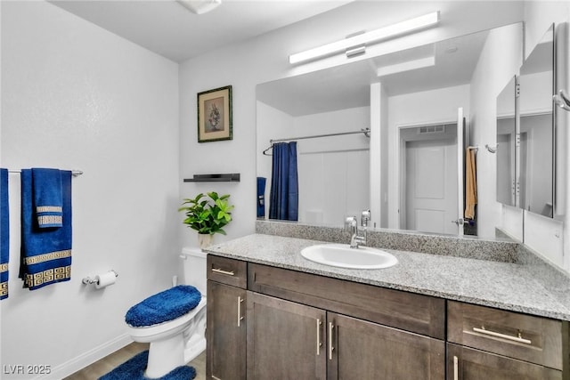 6953 Midnight Bronze St, North Las Vegas, NV 89086 - full bathroom featuring vanity, a shower with shower curtain, and wood finished floors