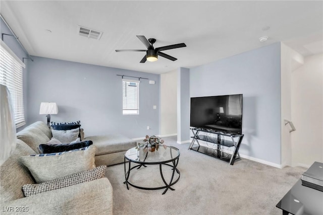6953 Midnight Bronze St, North Las Vegas, NV 89086 - living room featuring a ceiling fan and carpet floors