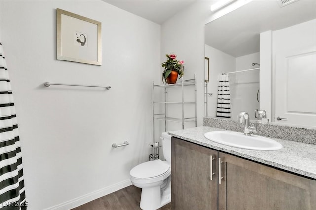 6953 Midnight Bronze St, North Las Vegas, NV 89086 - full bathroom featuring vanity, wood finished floors, and a shower with shower curtain