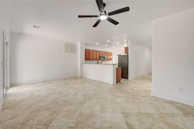 2149 Kelsey Creek Ct, Henderson, NV 89044 - unfurnished living room featuring a ceiling fan, recessed lighting, and light tile patterned flooring