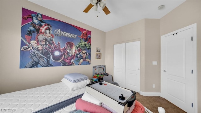 8139 Skytop Ledge Ave, Las Vegas, NV 89178 - carpeted bedroom with a closet and ceiling fan