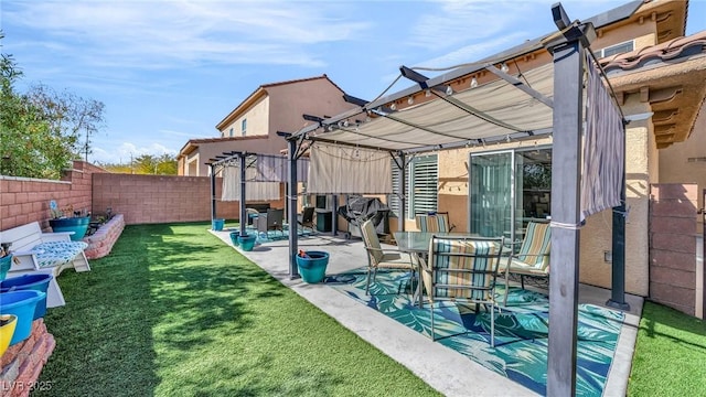 8139 Skytop Ledge Ave, Las Vegas, NV 89178 - fenced backyard featuring a pergola and a patio