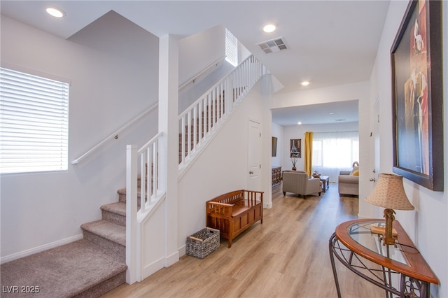 10435 Rose Palisade St, Las Vegas, NV 89141 - stairs featuring wood finished floors and recessed lighting
