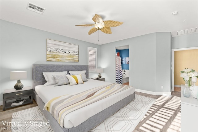 9685 Stonily Ln, Las Vegas, NV 89178 - bedroom with wood finished floors and ceiling fan