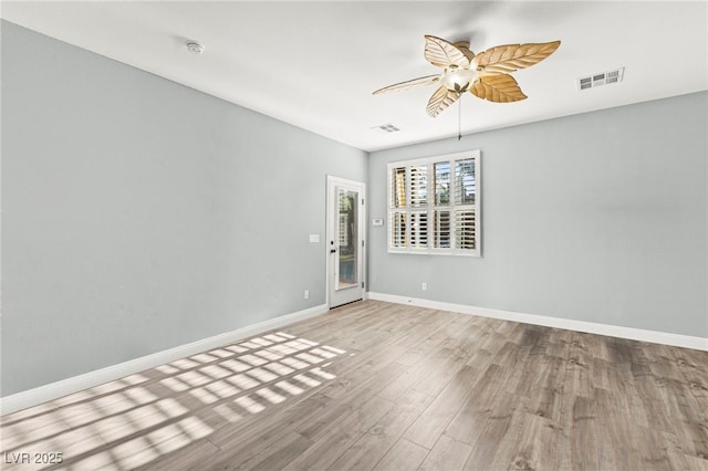 9685 Stonily Ln, Las Vegas, NV 89178 - empty room with wood finished floors, a ceiling fan, and a smoke detector