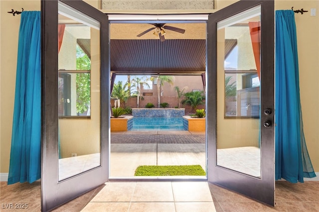 9685 Stonily Ln, Las Vegas, NV 89178 - entryway with ceiling fan and tile patterned floors